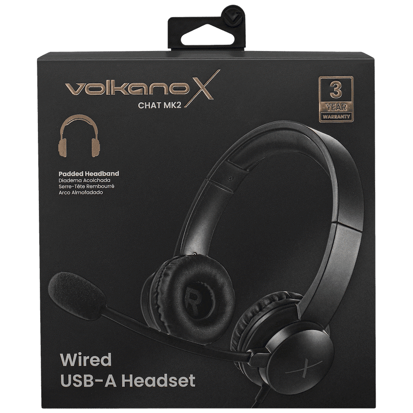 VolkanoX Chat Mk2 Series Wired USB Headset - Graphite
