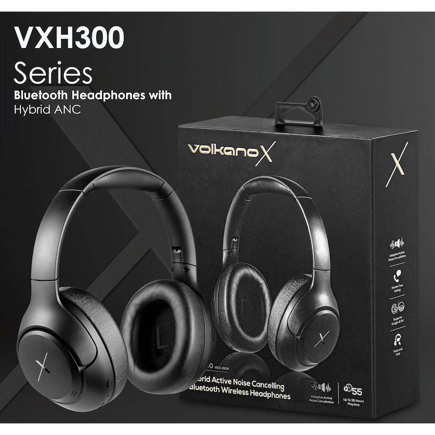 VolkanoX VXH300 Bluetooth Headphones with Hybrid ANC - Black