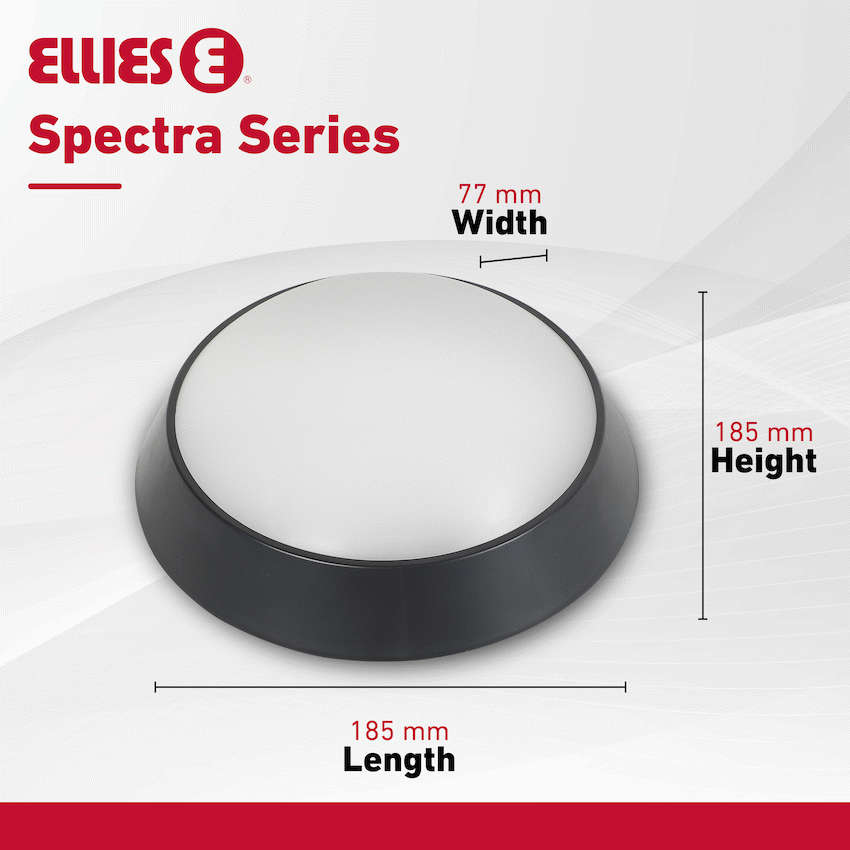 Ellies Spectra Series - AC 15W  Round LED Bulkhead with 3CCT -BK