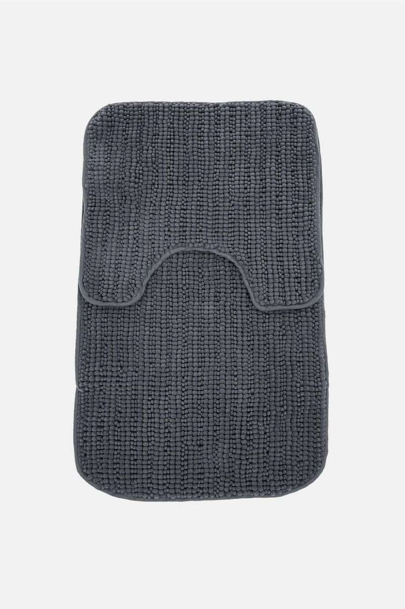 2 Piece Lux Ribbed Bath Mat Set Navy