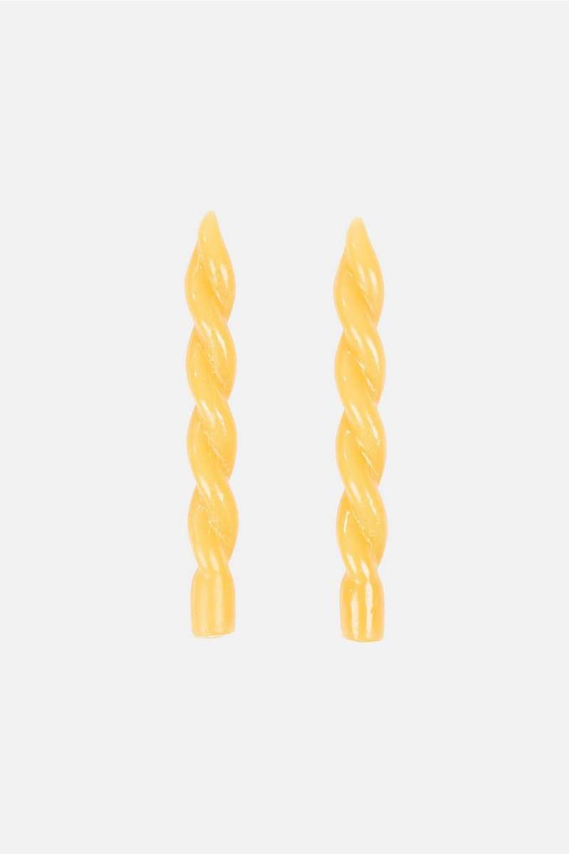 2pk Screw Dinner Candle Yellow