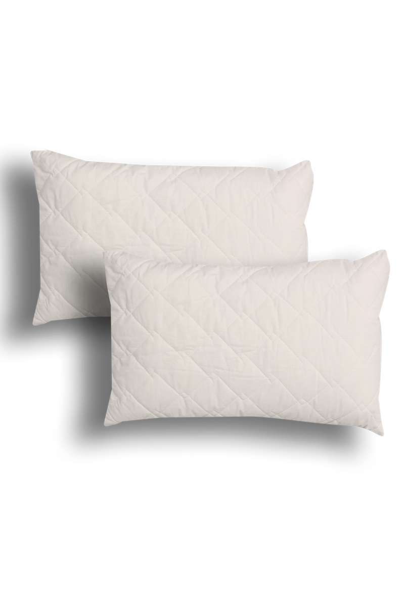 2 Pack Percale Quilted Pillows 1 White