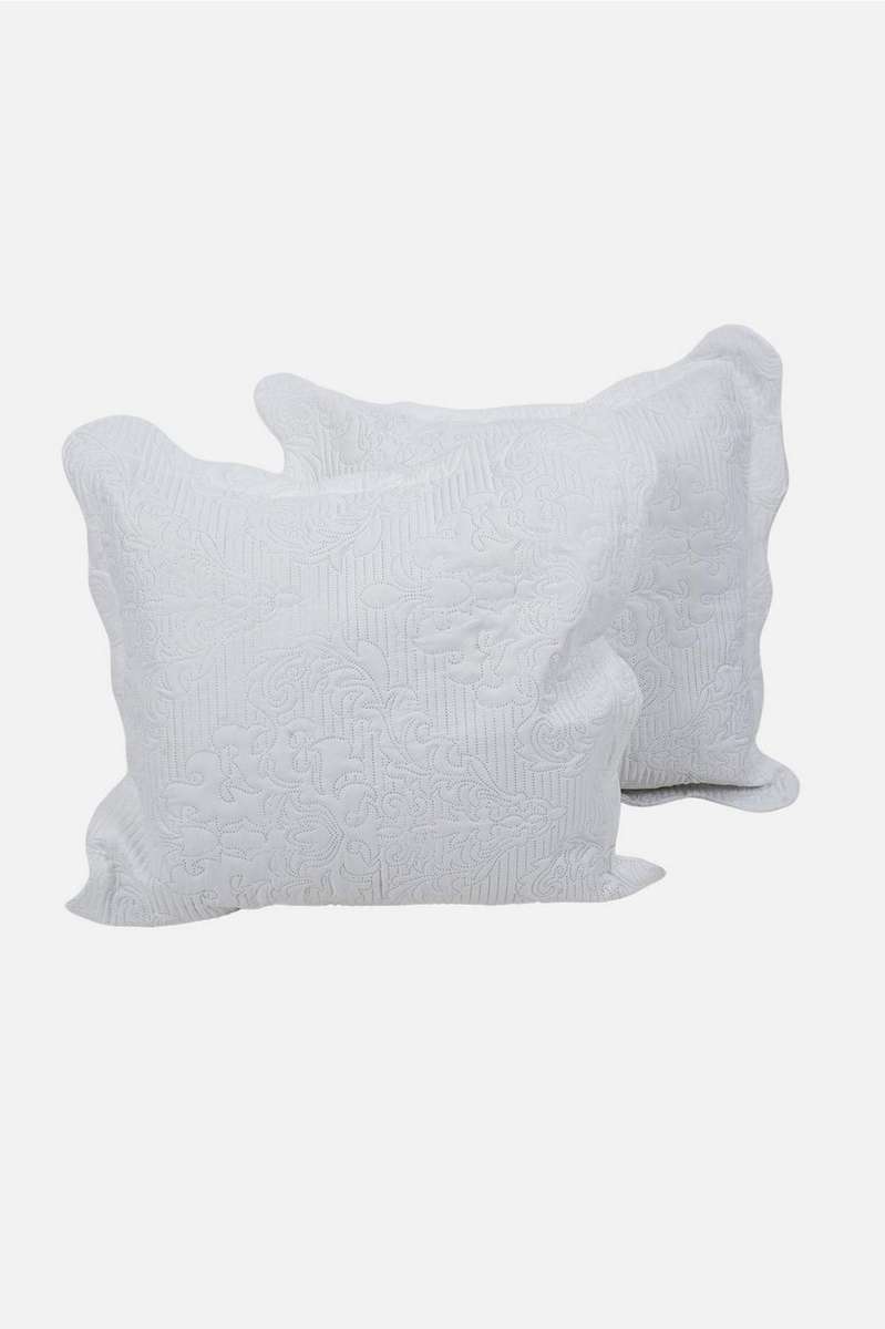 Quilted Damask 2-Pack Continental Pillowcases - White