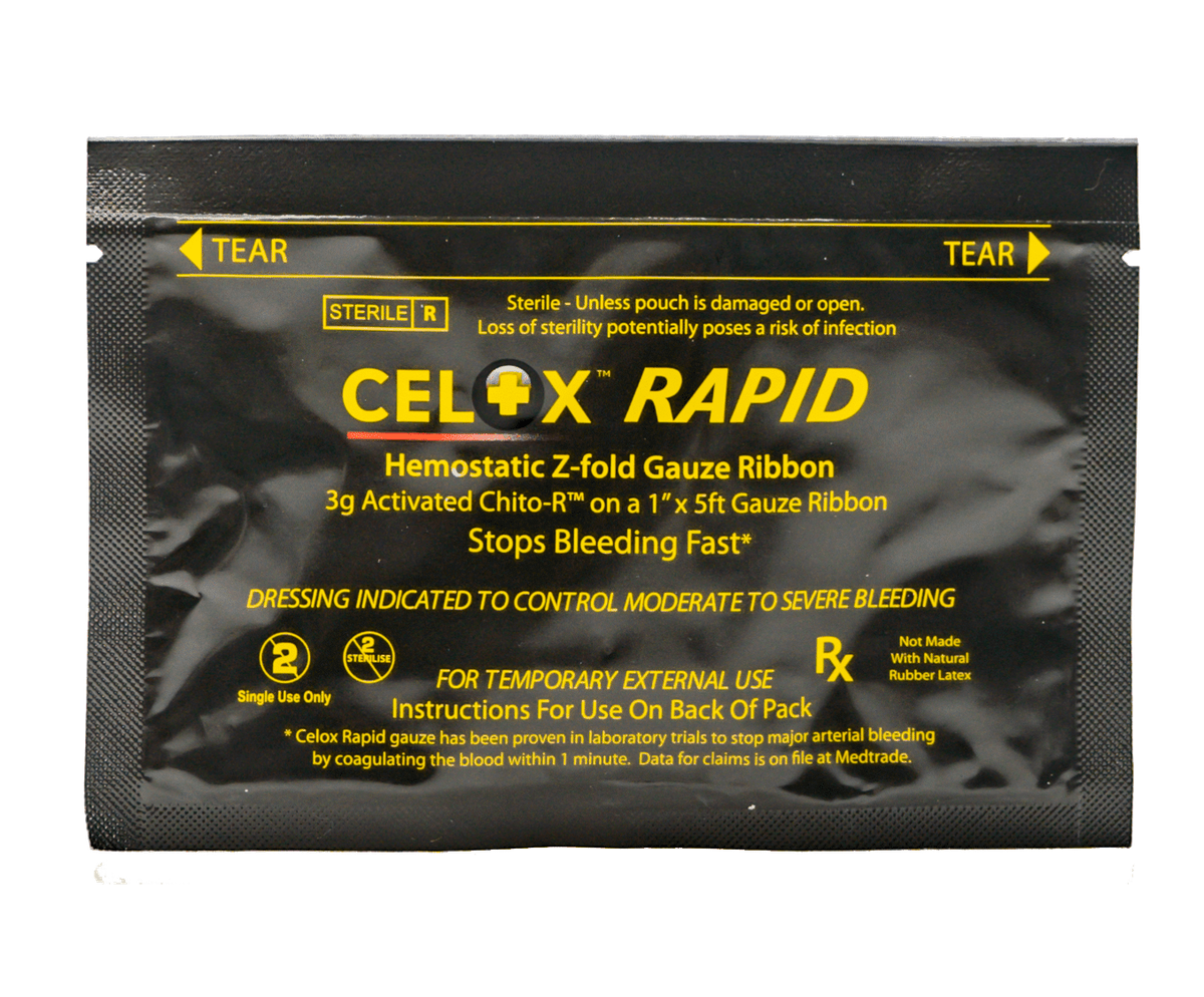 Celox Rapid Gauze Z-fold 1" Ribbon