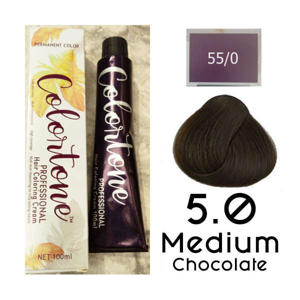 Colortone Professional Hair Dye Tint Double Coverage Coloring Cream - 5.0 Medium Chocolate