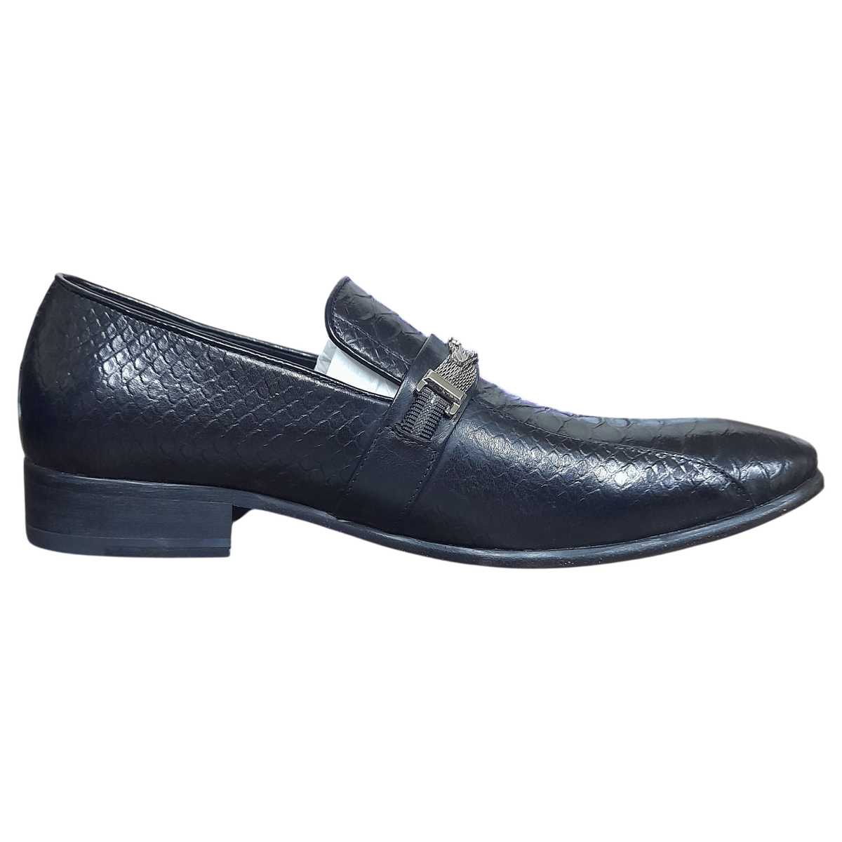 Snake Skin Loafers With Silver Leaf Buckle