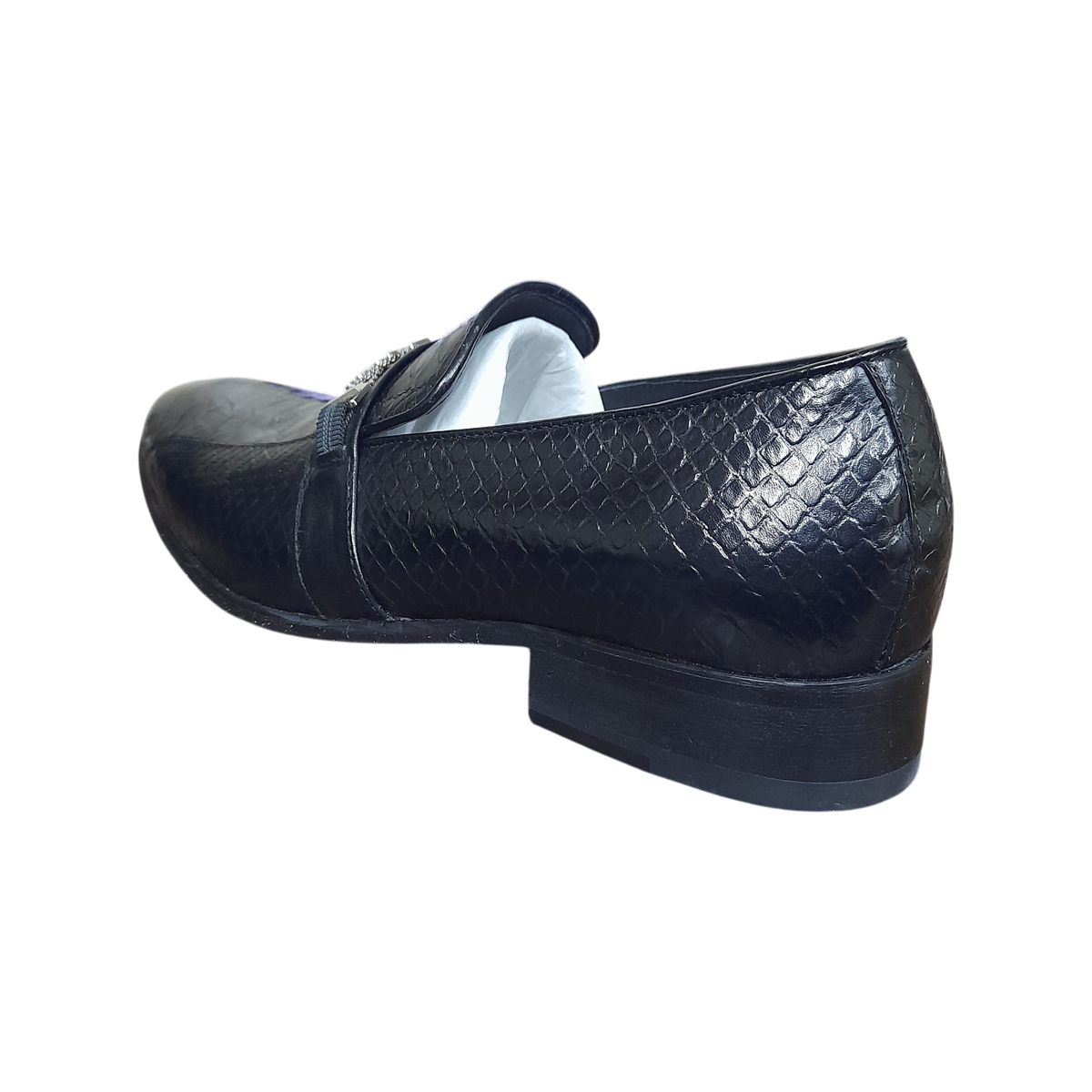 Snake Skin Loafers With Silver Leaf Buckle
