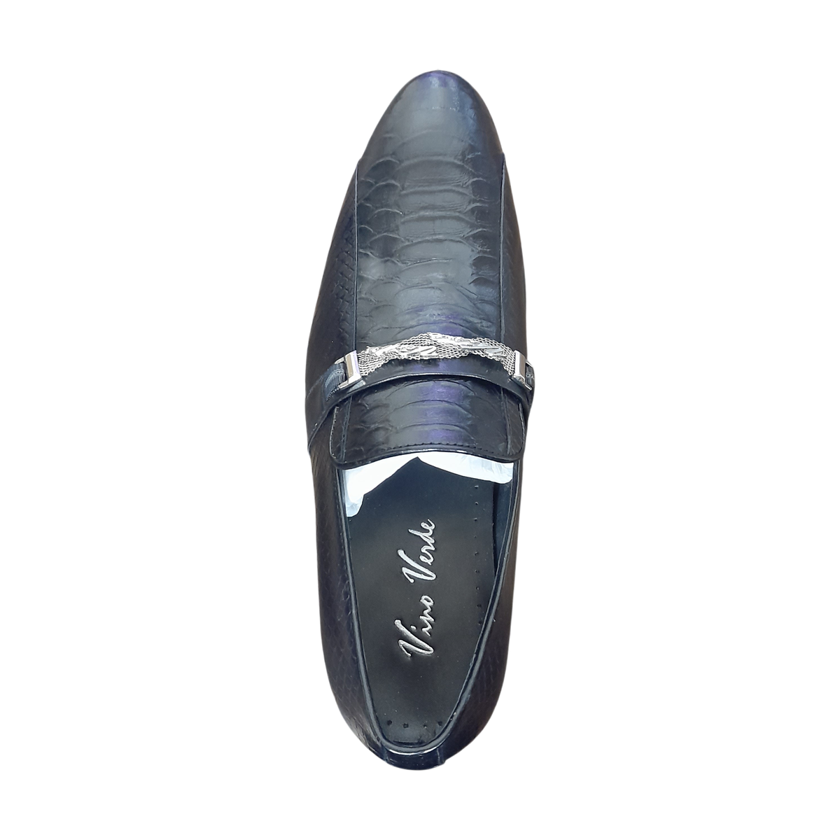 Snake Skin Loafers With Silver Leaf Buckle