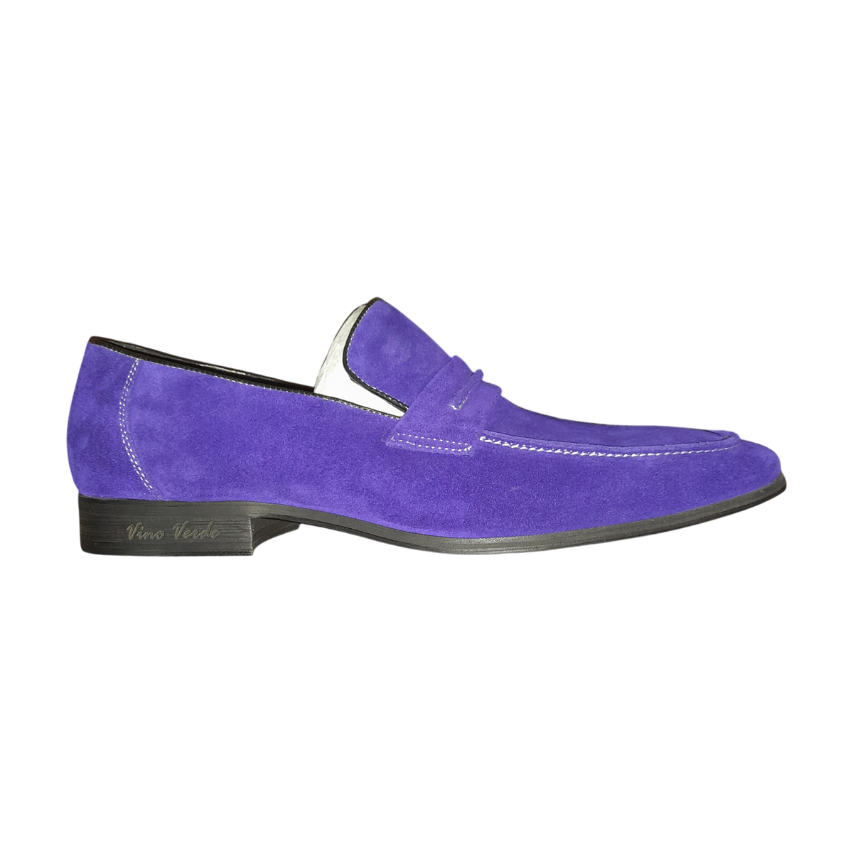 Deep Purple Suade Loafers with Pin Stripe Stiching