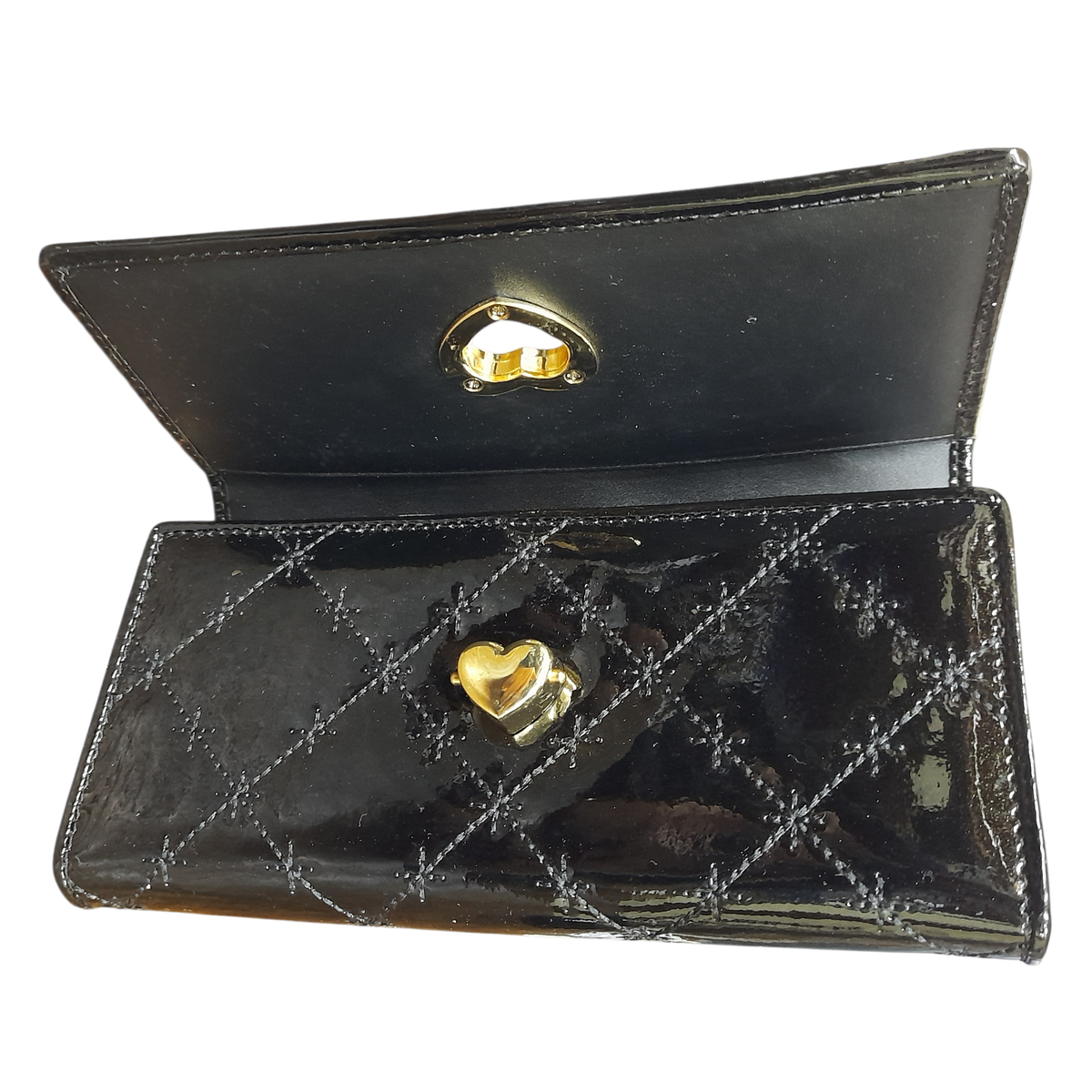 Black and Gold Studded Diamond Press Clutch
