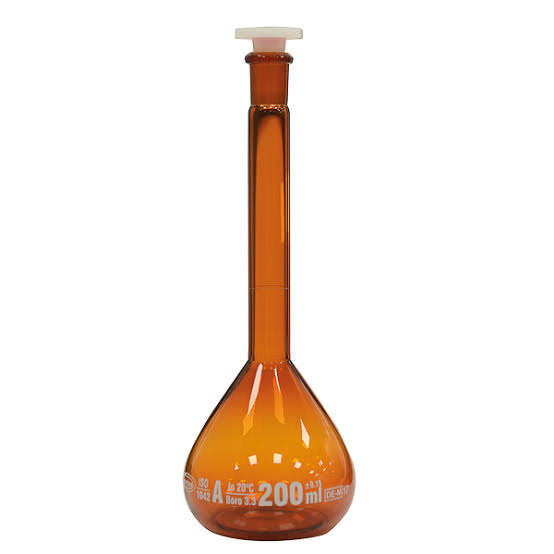 Borosil Amber Glass Volumetric Flask