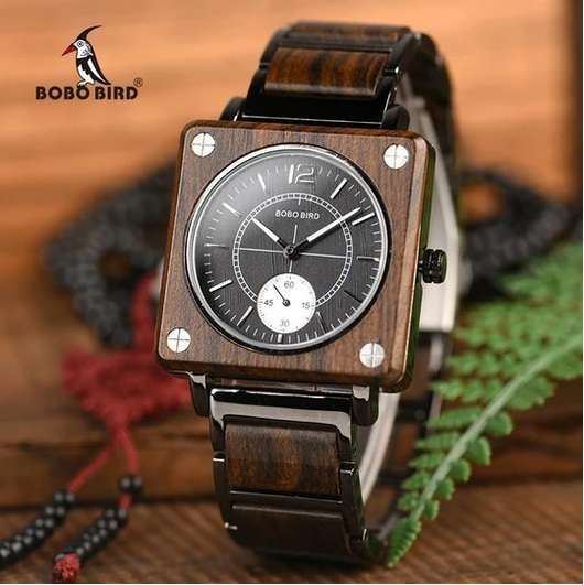 Bobo Bird Square Wood Watch Solo's Collection