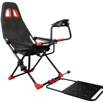 Racing Simulator Cockpit Foldable Racing Wheel Stand with Seat Racing Chair