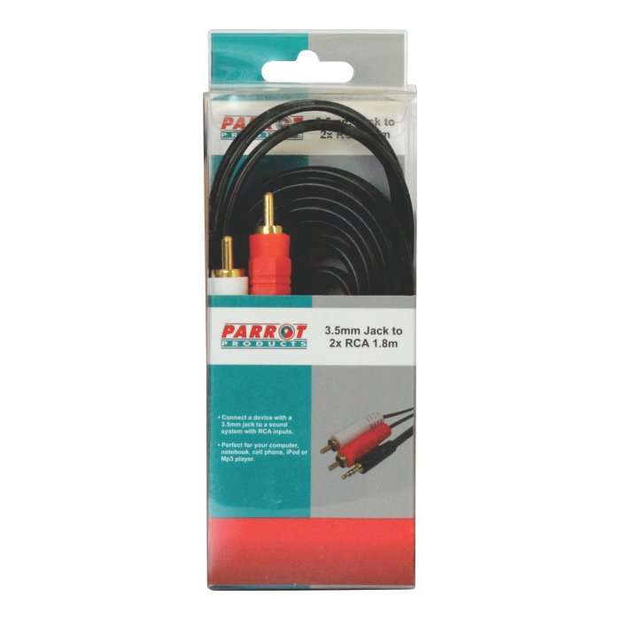 3.5mm Audio Jack to Two Male RCA cable (1.8 Meters)