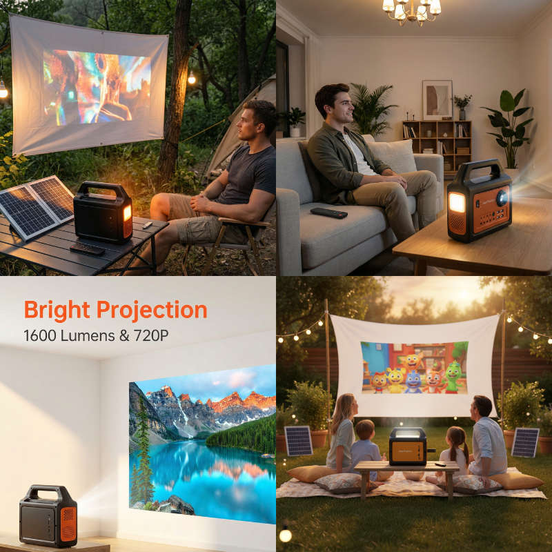 Solar Multi-Function Projector Power Station Solar Panels Included