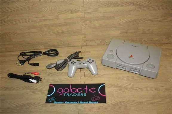Retro PS1 Phat Console, has some discoloration due to age