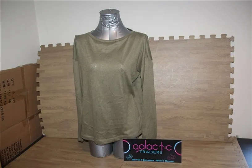 Polyster Dark Green longsleeve top (XS)
