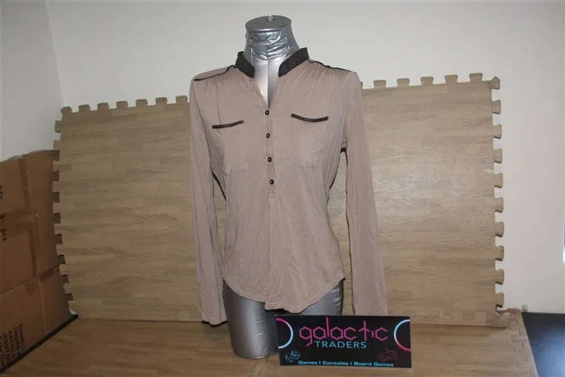Truworths viscose brown longsleeve top (Size not shown, says 34, seems Large)