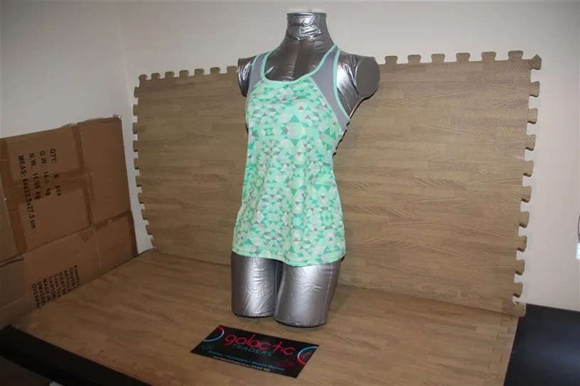 Polyester light blue patterned tanktop, Size 13-14yrs
