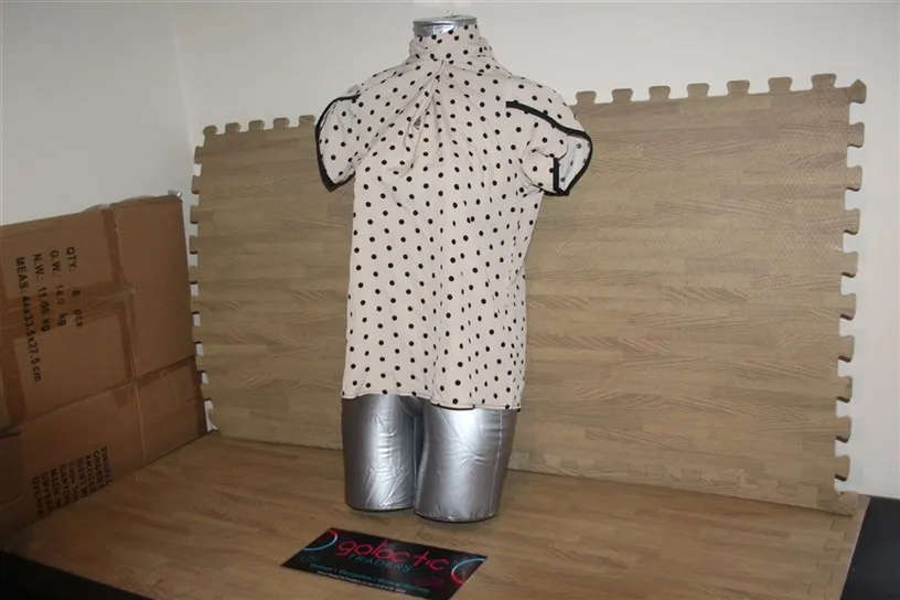 Polyester white and black polka dot, Size Small