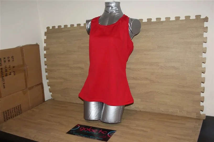 Red tanktop, size and materal not shown, looks cotton and medium-large