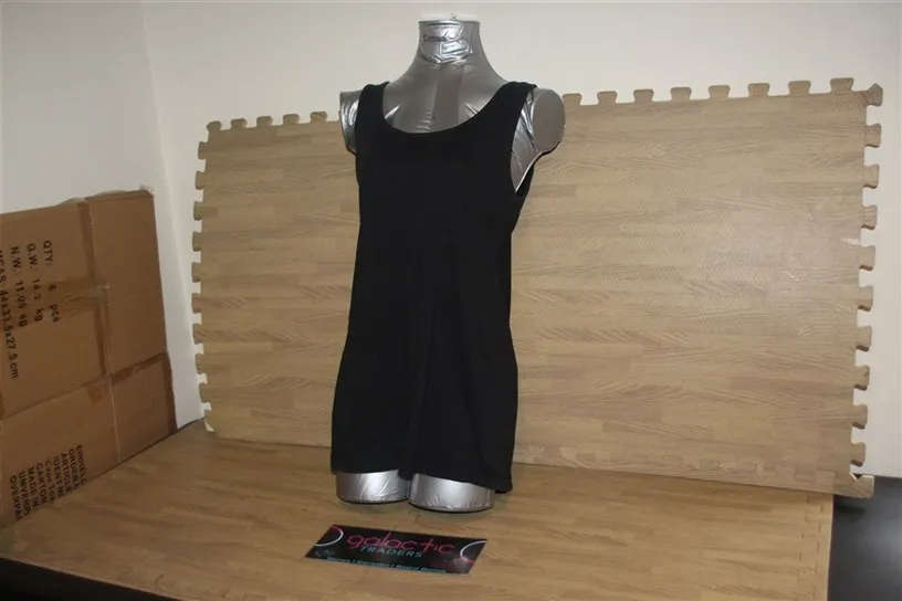 Cotton black tank top, Size says 12-36, looks large to medium