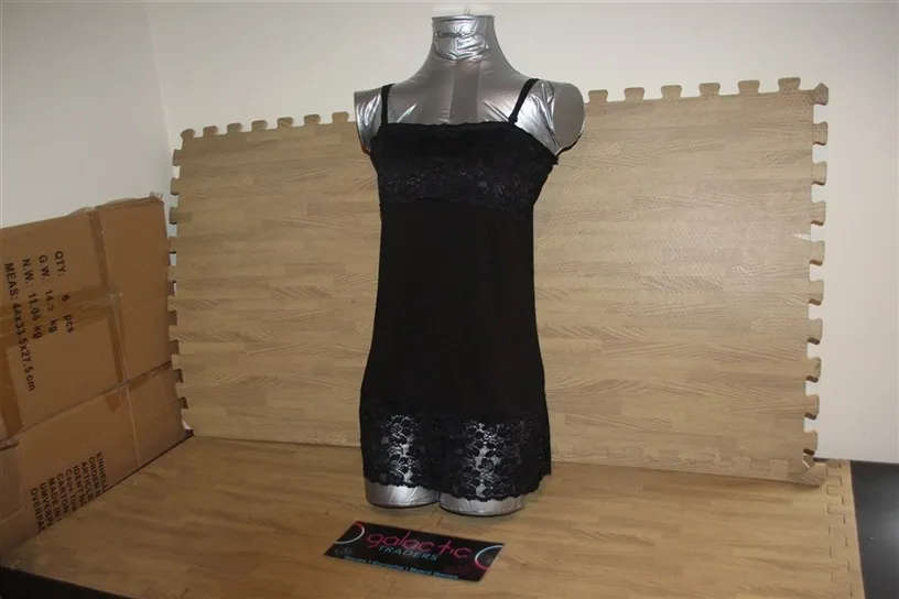 Polyester and Lace black tank top,Size Large