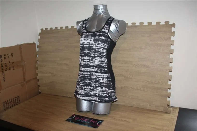Polyester grey and black tank top, size Medium