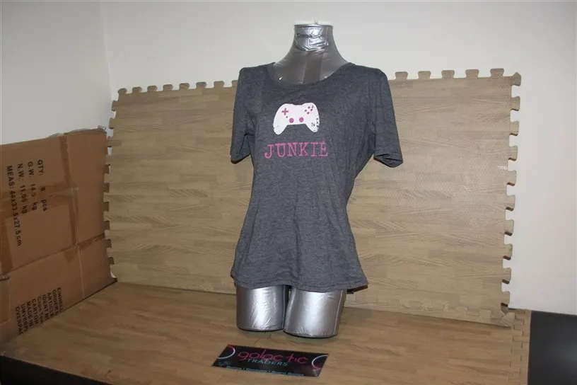 Primate Collectables cotton grey gamer T-shirt, Size Large