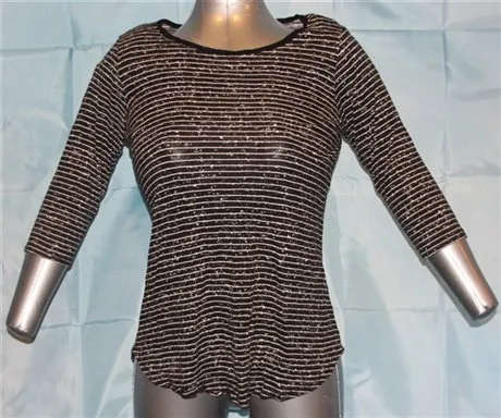 Dynamite Black and White Striped 100% Rayon Long Sleeved Shirt Size Medium (M)