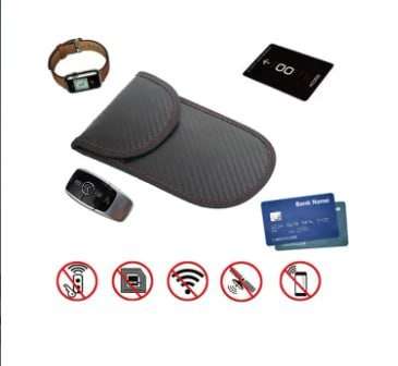 Carbon Fiber Leather RFID Faraday Bag