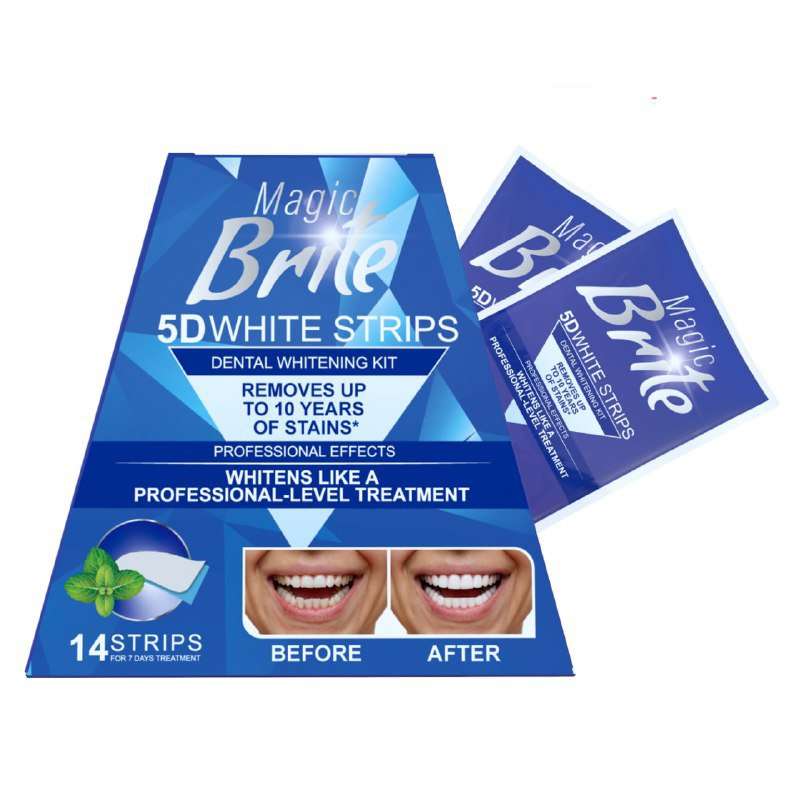 Magic Brite 5D white strips dental whitening kit.