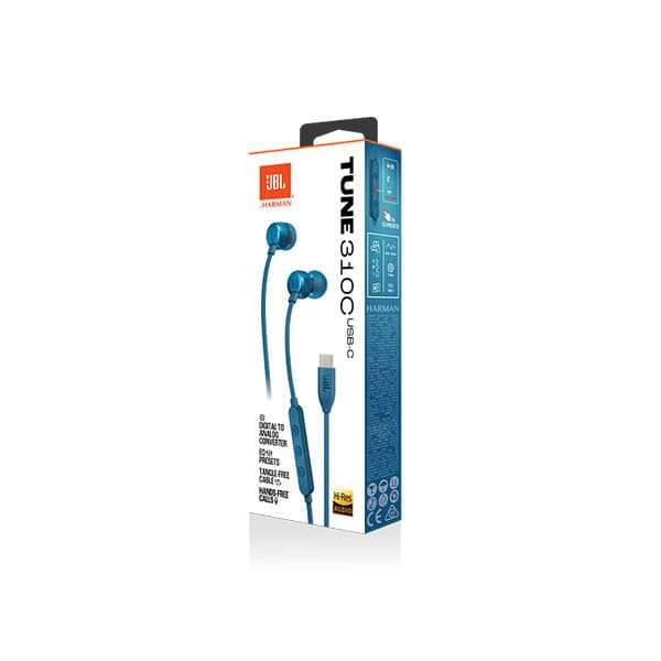 JBL Tune 310C USB Type-C In-Ear Headphones - Blue