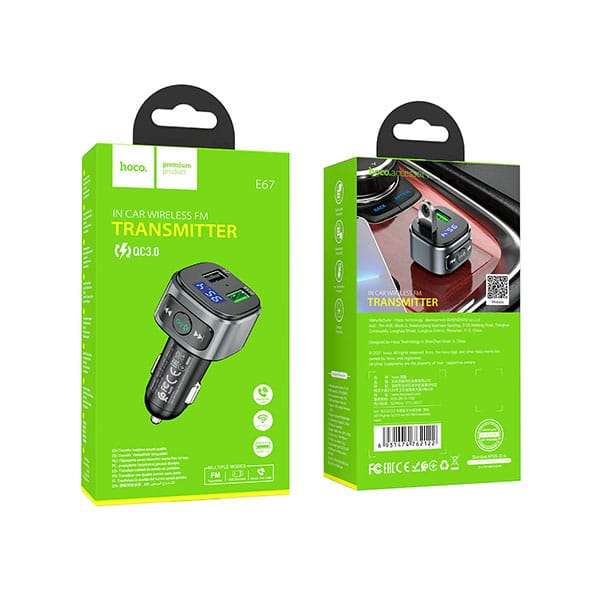Hoco QC3.0 In Car Wireless BT FM Transmitter (E67 Fighter)