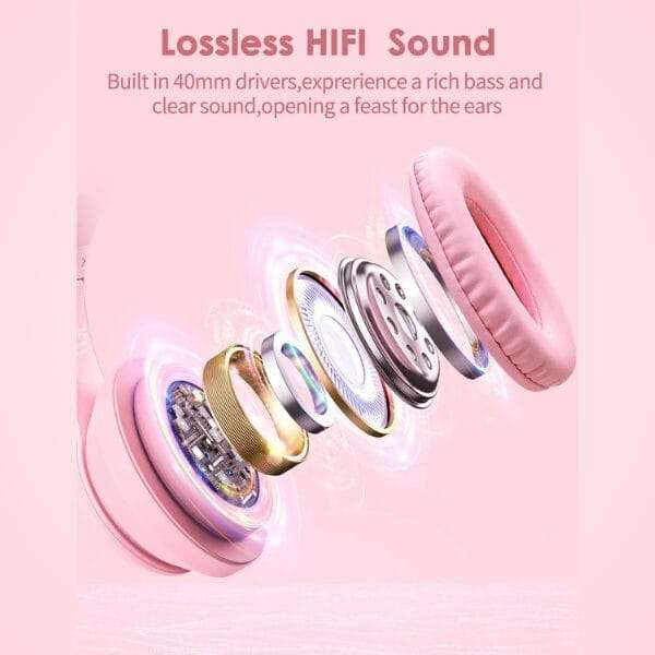 Onikuma B90 RGB Cat Ear Bluetooth 5.0 Wireless Gaming Headset
