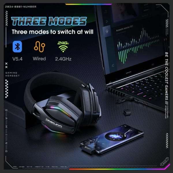 ONIKUMA GT826 Tri-Mode Wireless Gaming Headphones
