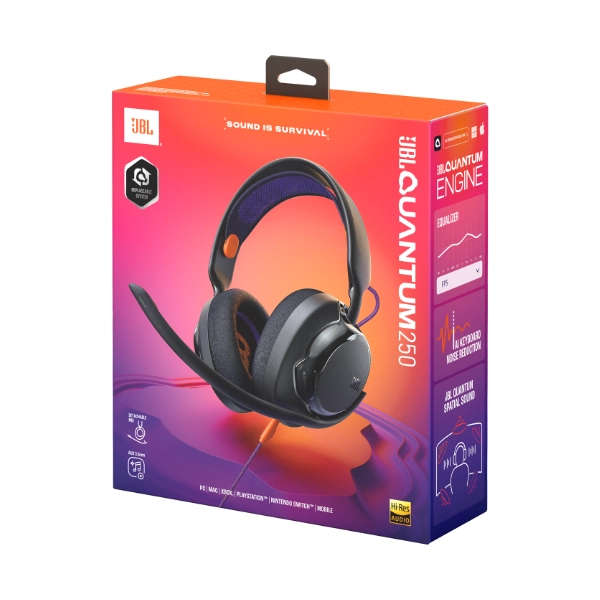 JBL Quantum 250 Wired Over Ear Gaming Headphones  Black