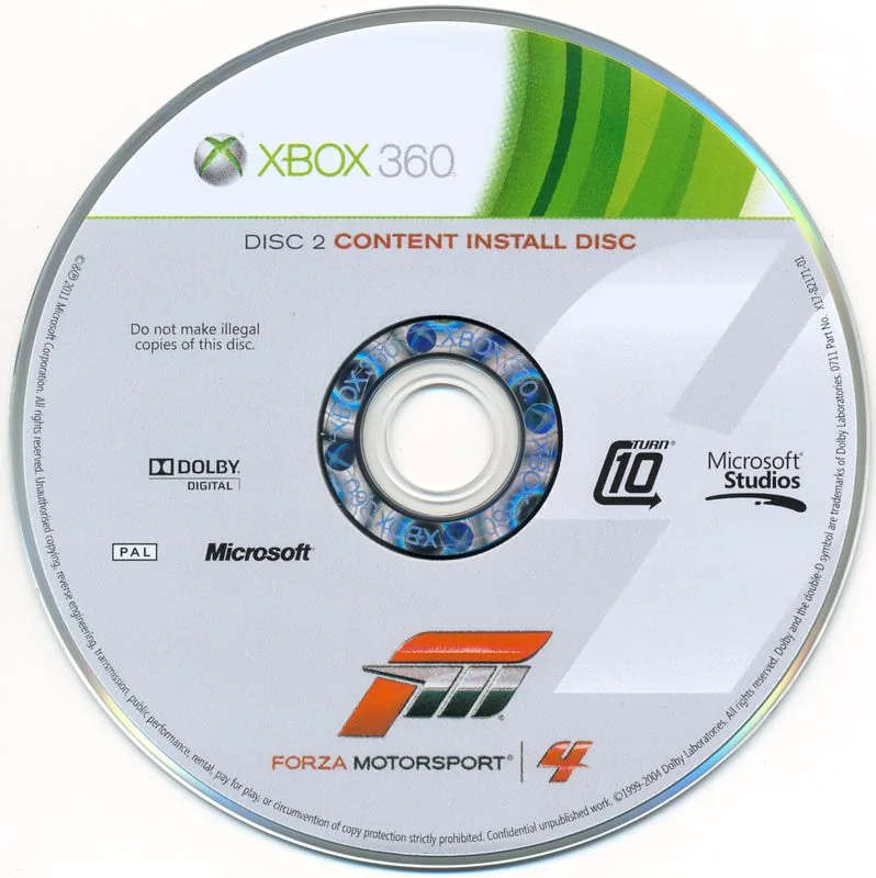 Forza Motorsport 4 Disc 2 Only Content Install (Disc Only) (Xbox 360, Secondhand)