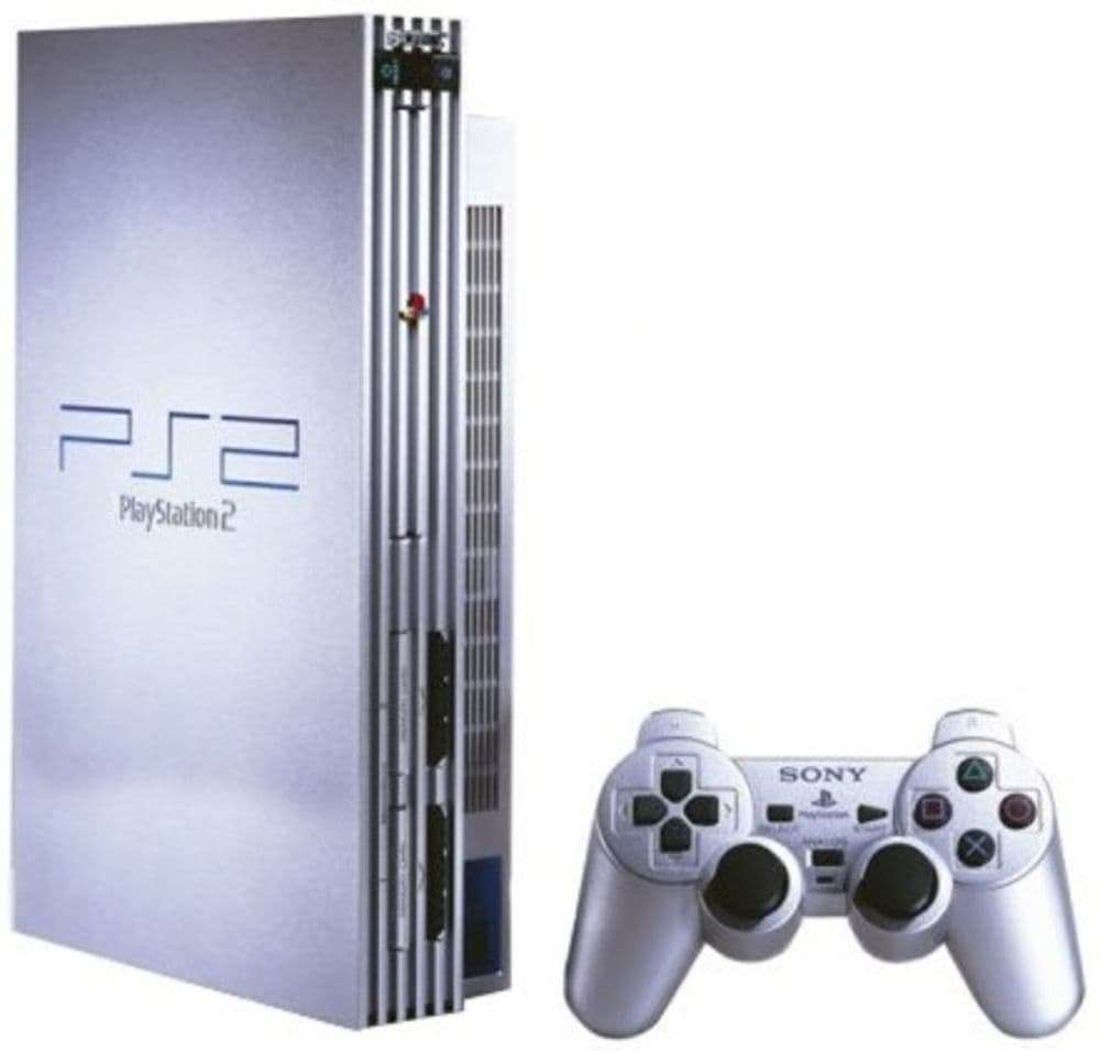 Silver PS2 Phat, 1 Controller, All Cables, 2x Games, Pre Loved,