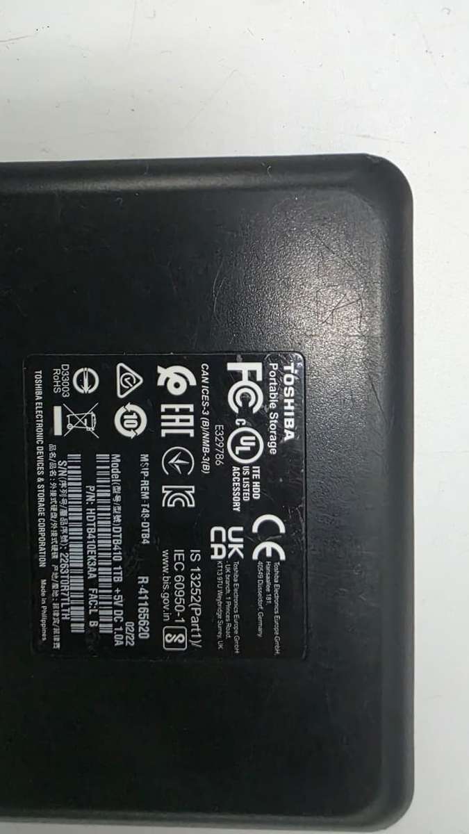 1TB Toshiba Portable External Hard Drive