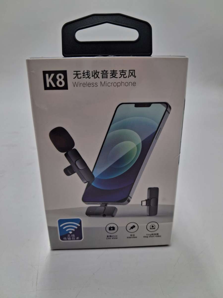  K8 Wireless Microphone  Clip-On Lavalier Mic for iPhone/Android | Plug & Play 