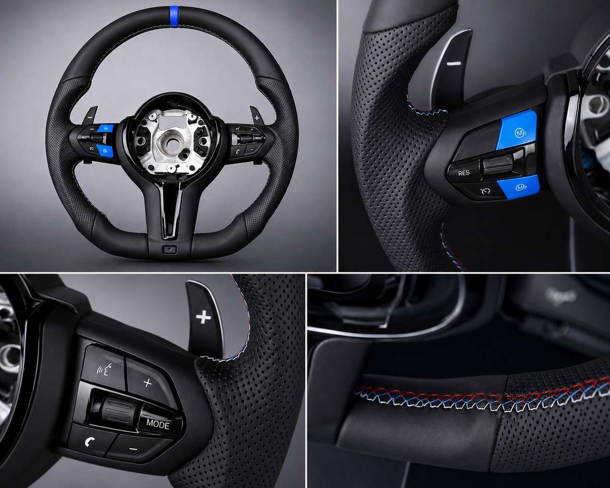 BMW M3 Style D-Shaped Sports Steering Wheel  Blue M1/M2 
