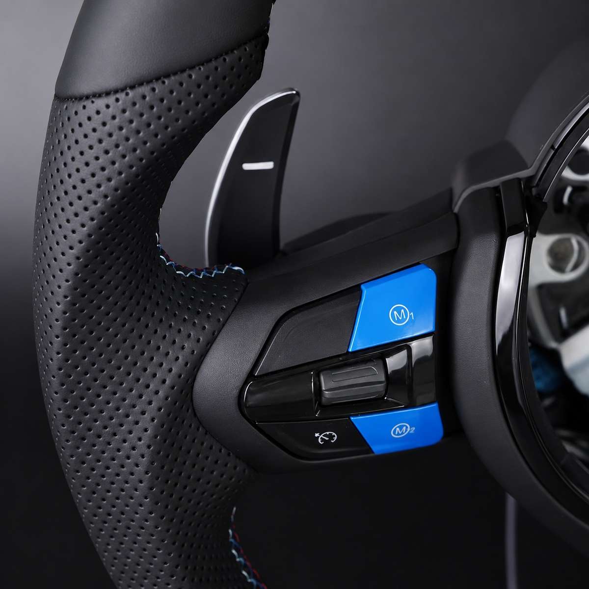BMW M3 Style D-Shaped Sports Steering Wheel  Blue M1/M2 