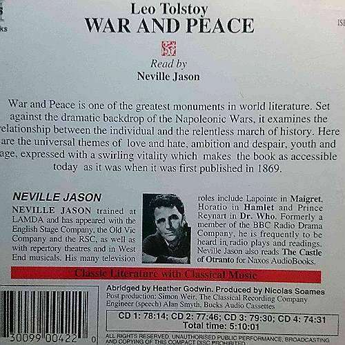 Leo Tolstoy : War and Peace : 4 CD Set : CD