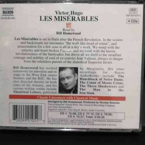 Victor Hugo : Les Miserables : Read by Bill Homewood : 4 CD Set : CD