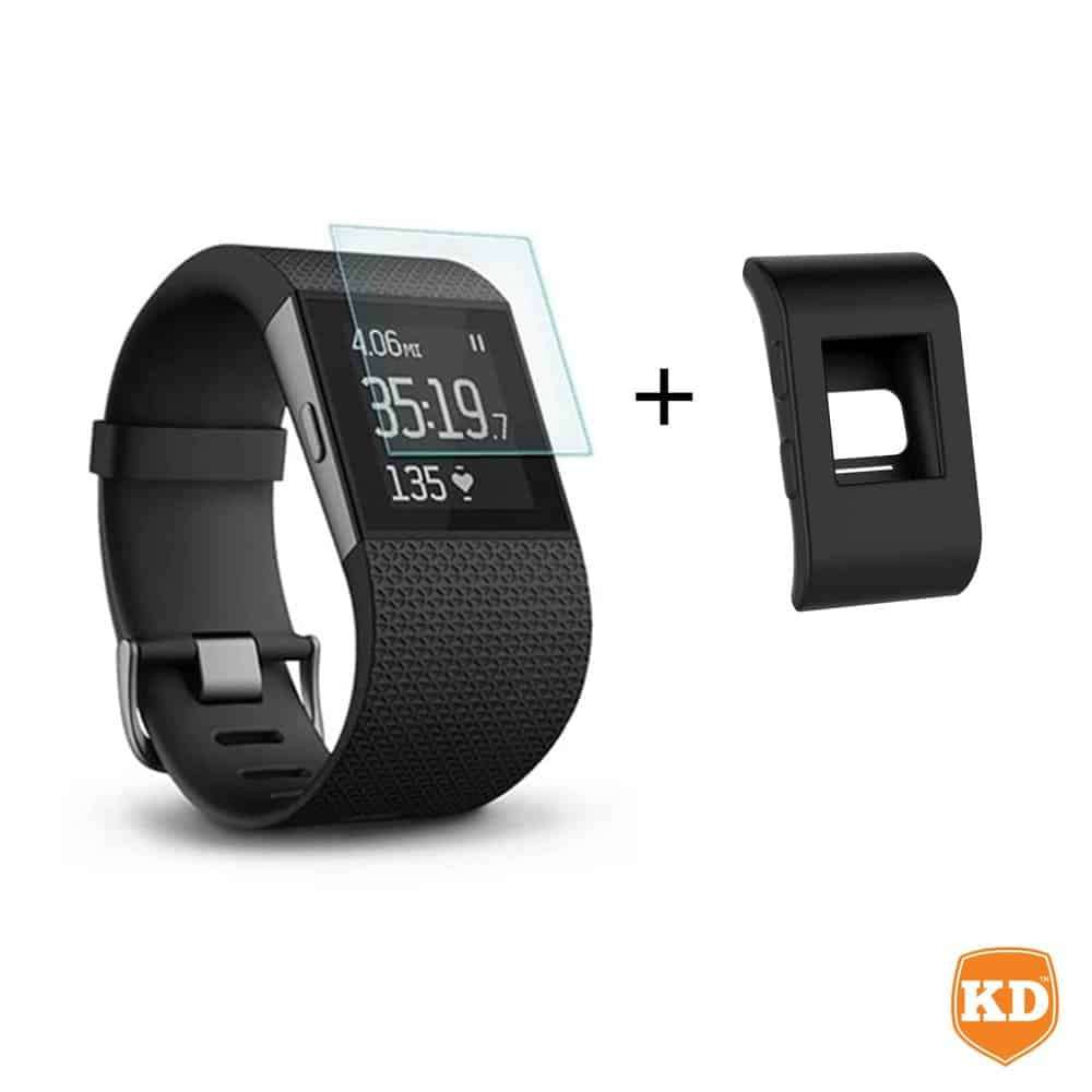 Killer Deals TPU Protective Case + Glass Screen Protector for Fitbit Surge - Combo