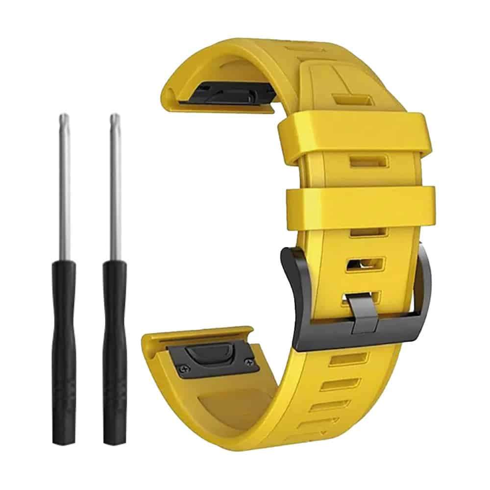 Killer Deals 22mm Silicone Strap for Garmin Fenix 5/ 6/ 7/ 745/ 945/ S60- Yellow