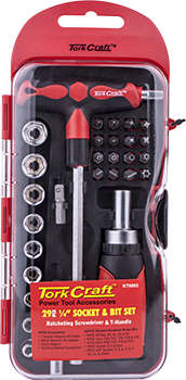 RATCHETING SCREWDRIVER & T-HANDLE TOOL SET 29 PIECE