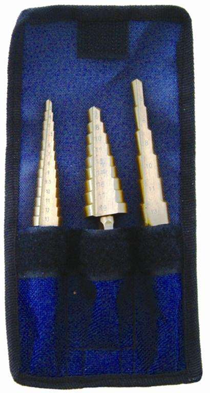 TORK CRAFT STEP DRILL SET 3PCE IN BLISTER