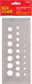 TORK CRAFT DRILL BIT MEASURING PLATE 1-13MM (0.5 INCR)